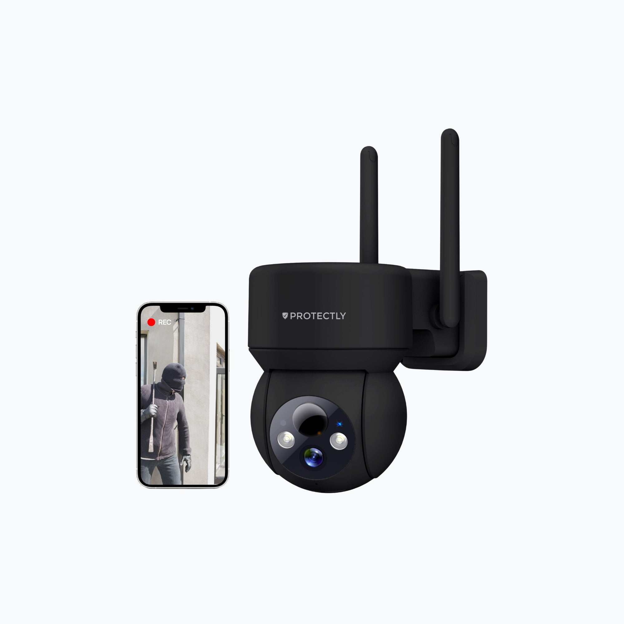 Protectly – Draadloze Beveiligingscamera Zwart – 2K Nachtzicht & Appbediening - Siltcon